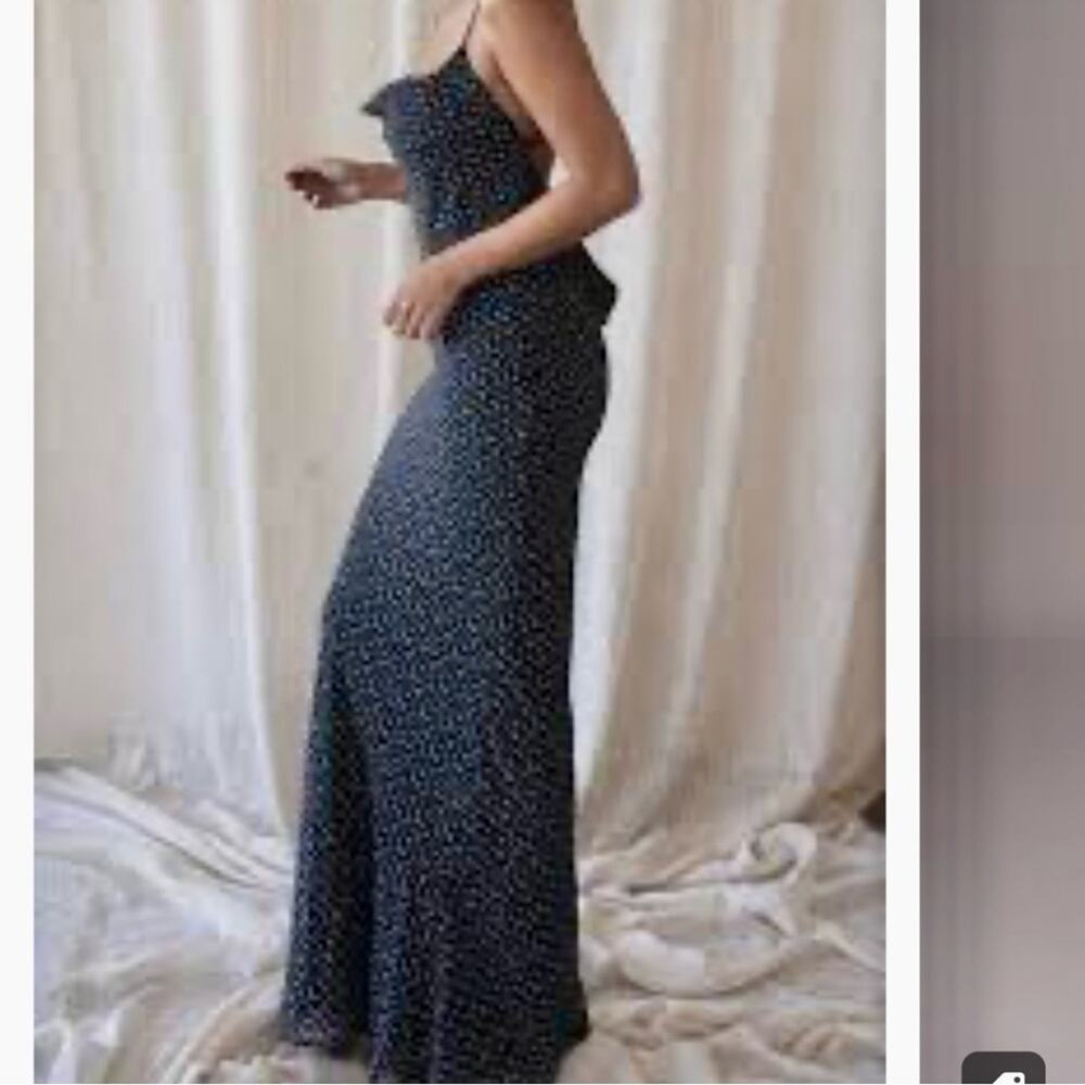 JLUXLABEL Black and White Floral Open Back Cowl Neck Slip Maxi Dress Size Small - Picture 4 of 12